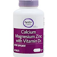 Signature Care Calcium Magnesium Zinc With Vitamin D3 Dietary Supplement Caplet - 300 Count - Image 2