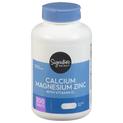 Signature Select/Care Calcium Magnesium Zinc With Vitamin D3 Dietary Supplement Caplet - 300 Count - Image 1