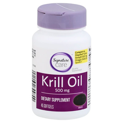 Signature Care Krill Oil 500mg Dietary Supplement Softgel 45 Count Vons