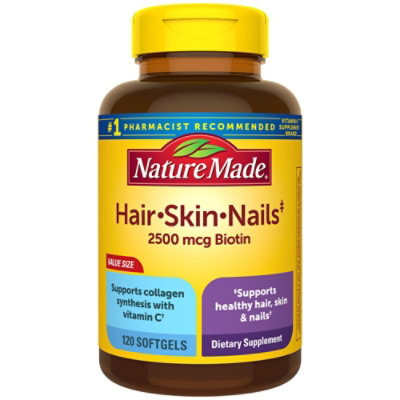 Nature Made Nail Skin Hair Soft Gel Vitamin - 120 Count - Image 1