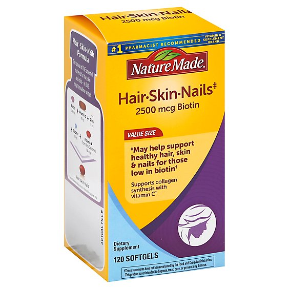 Nature Made Nail Skin Hair Soft Gel Vitamin - 120 Count - Carrs