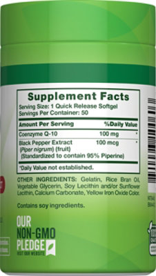 Nature's Truth Enhanced Absorption Co Q10 100 mg Plus Black Pepper Extract - 50 Count - Image 3