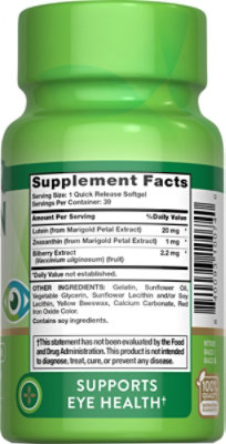 Nature's Truth Lutein 20 mg Plus Zeaxanthin and Bilberry - 39 Count - Image 2