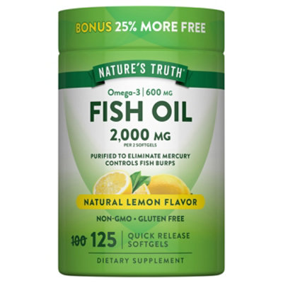 Nature's Truth Natural Lemon Flavor Fish Oil 2000 mg - 125 Count - Image 2