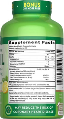 Nature's Truth Natural Lemon Flavor Fish Oil 1200 mg - 120 Count - Image 2