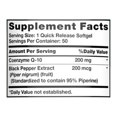 Nature's Truth Enhanced Absorption CoQ10 200 mg Plus Black Pepper Extract - 50 Count - Image 4