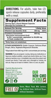 Nature's Truth Triple Strength Cranberry Concentrate 30000 mg plus Vitamin C - 90 Count - Image 3