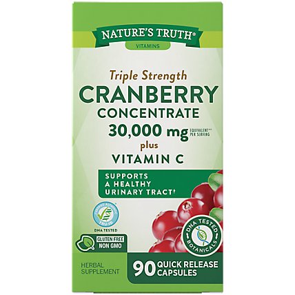 Nature's Truth Triple Strength Cranberry Concentrate 30000 mg plus Vitamin C - 90 Count - Image 1