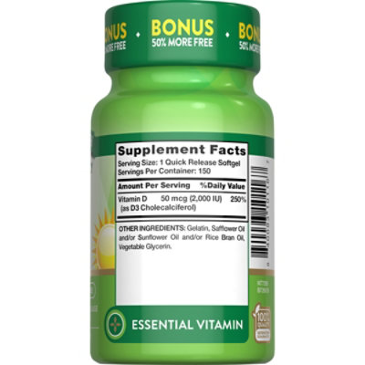 Nature's Truth High Potency Vitamin D3 50 mcg - 150 Count - Image 2