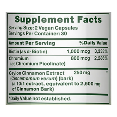 Nature's Truth Super Ceylon Cinnamon 2500 mg Plus Biotin & Chromium - 60 Count - Image 4