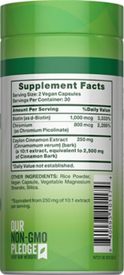 Nature's Truth Super Ceylon Cinnamon 2500 mg Plus Biotin & Chromium - 60 Count - Image 3