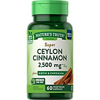 Nature's Truth Super Ceylon Cinnamon 2500 mg Plus Biotin & Chromium - 60 Count - Image 1