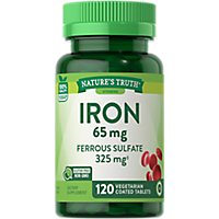 Nature's Truth Ferrous Sulfate Iron 65 mg - 120 Count - Image 1