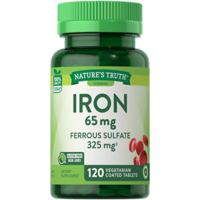 Natures Truth Ferrous Sulfate Iron 65 mg Tablets - 120 Count