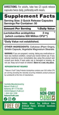 Nature's Truth 500 Million Probiotic Acidophilus - 100 Count - Image 2