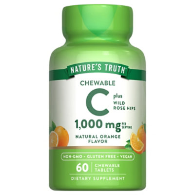 Nature's Truth Chewable Vitamin C 500 mg Plus Wild Rose Hips - 60 Count - Image 1