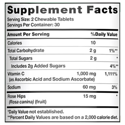 Nature's Truth Chewable Vitamin C 500 mg Plus Wild Rose Hips - 60 Count - Image 4