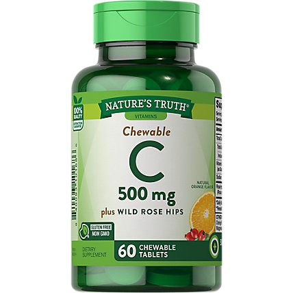 Nature's Truth Chewable Vitamin C 500 mg Plus Wild Rose Hips - 60 Count