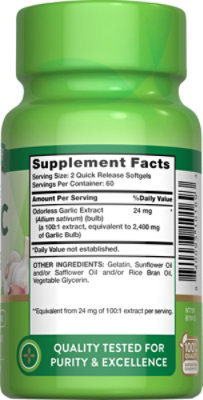 Nature's Truth High Strength 2400 mg Odorless Garlic - 120 Count - Image 3