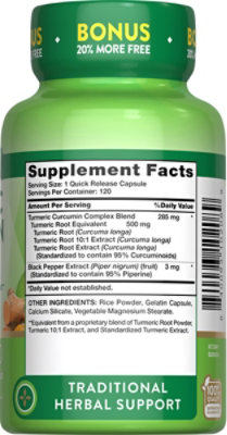 Nature's Truth Turmeric Complex 500 mg plus Black Pepper Extract - 120 Count - Image 2