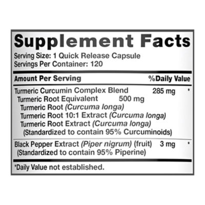 Nature's Truth Turmeric Complex 500 mg plus Black Pepper Extract - 120 Count - Image 2