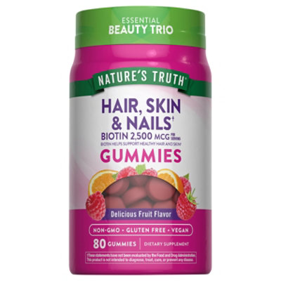 Natures Truth Vitamins Gummies Gorgeous Hair Skin & Nails 2500 Mcg Bottle - 80 Count - Image 3