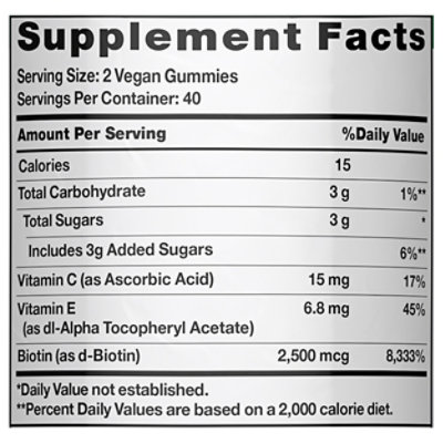 Nature's Truth Gorgeous Hair Skin Nails Gummies With 2500 mcg Biotin - 80 Count - Image 2