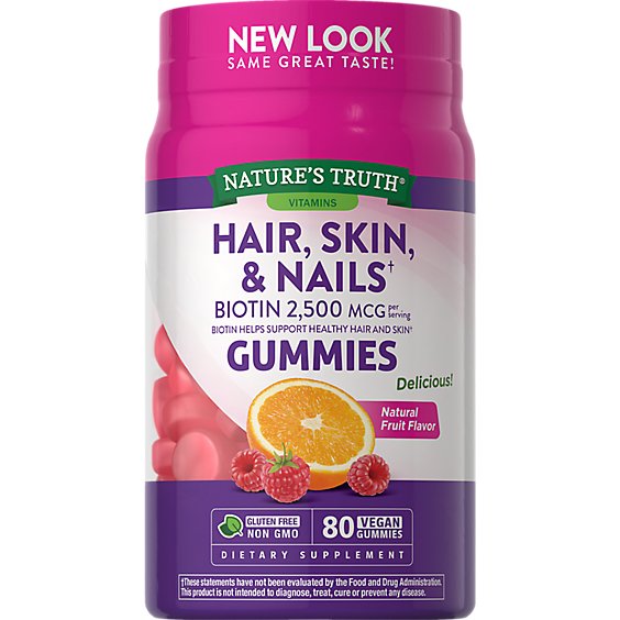 Nature's Truth Gorgeous Hair Skin Nails Gummies With 2500 mcg Biotin - 80  Count - Albertsons