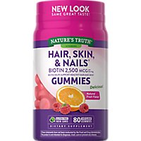 Nature's Truth Gorgeous Hair Skin Nails Gummies With 2500 mcg Biotin - 80 Count - Image 1