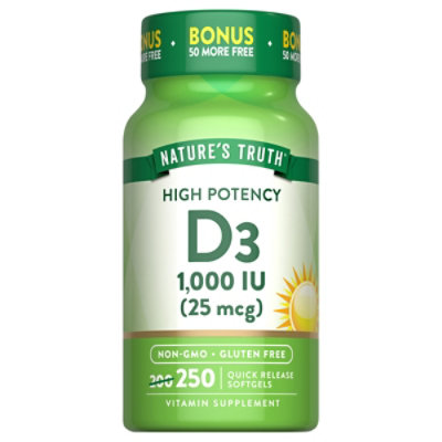 Nature's Truth Vitamin D3 25 mcg - 250 Count - Image 1