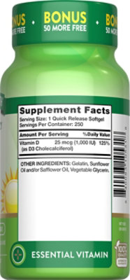 Nature's Truth Vitamin D3 25 mcg - 250 Count - Image 2