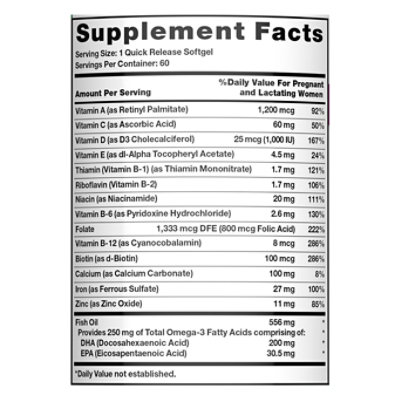 Nature's Truth Ultra Prenatal Vitamins and Minerals Plus DHA - 60 Count - Image 4