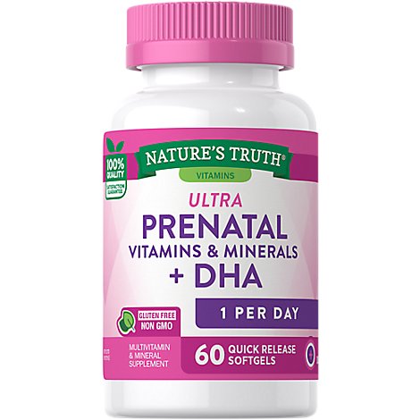 Natures Truth Ultra Prenatal Vitamins And Minerals Plus DHA Softgels - 60 Count