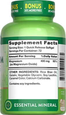 Nature's Truth Extra Strength Magnesium 400 mg - 72 Count - Image 2