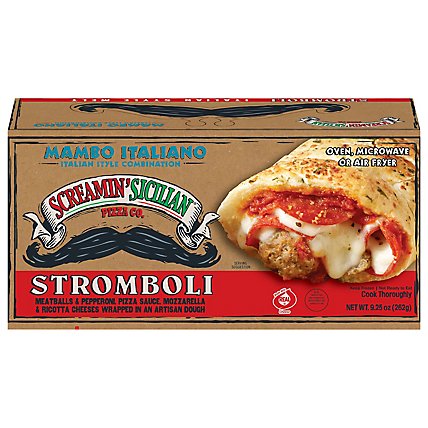 Screamin Sicilian Pizza Strombolo Mambo Italiano Meatballs & Pepperoni Box Frozen - 9.25 Oz - Image 1