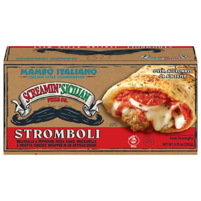Screamin Sicilian Pizza Strombolo Mambo Italiano Meatballs & Pepperoni Box Frozen - 9.25 Oz