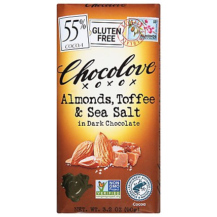 Chocolove Almond Toffee Sea Salt Dark Chocolate Bar - 3.2 Oz - Image 1