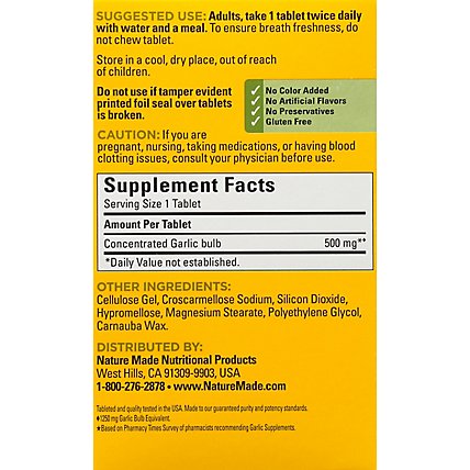 Nature Made Dietary Supplement Tablets Garlic Odor Control 1250 Mg Box - 100 Count - Image 5