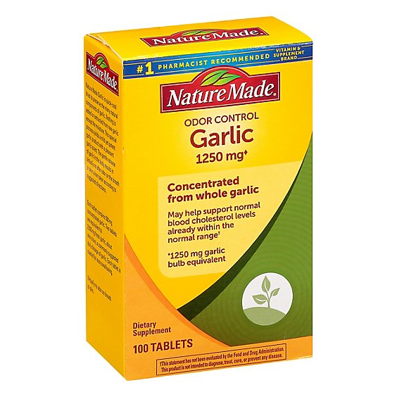 Nature Made Dietary Supplement Tablets Garlic Odor Control 1250 Mg Box - 100 Count