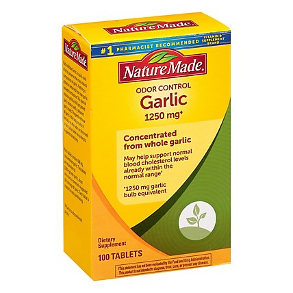 Nature Made Dietary Supplement Tablets Garlic Odor Control 1250 Mg Box - 100 Count - Image 1