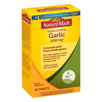 Nature Made Dietary Supplement Tablets Garlic Odor Control 1250 Mg Box - 100 Count