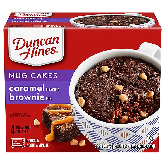 Duncan Hines Perfect Size For 1 Mix Caramel Brownie Chocolate Decadent Box - 4-2.6 Oz