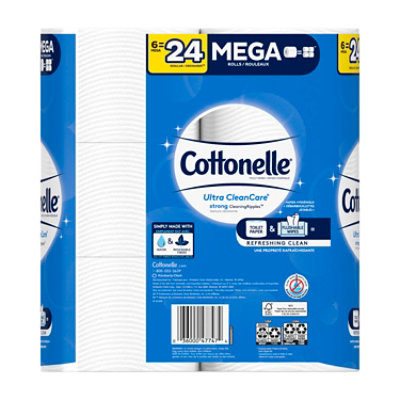 Cottonelle CleanCare Bathroom Tissue Mega Roll 340 1-Ply Sheets Wrapper - 6 Roll - Image 4