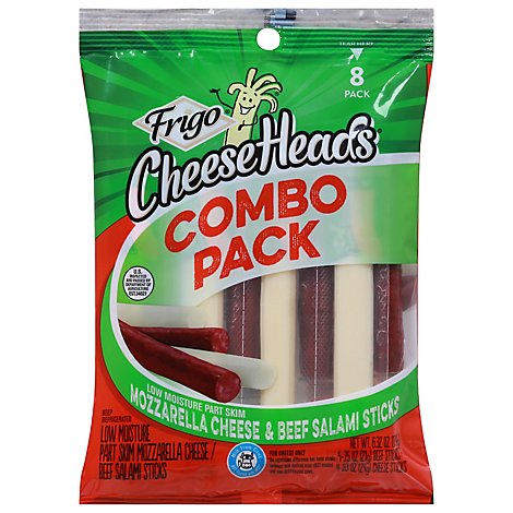Frigo Cheese Heads String Cheese & Salami Stick 8 Count - 6.33 Oz