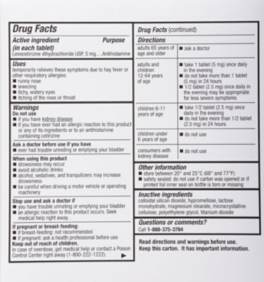 Signature Select/Care Allergy Relief Levocetirizine Dihydrochloride USP 5mg 24 Hour Tablet - 35 Count - Image 5