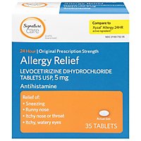 Signature Care Allergy Relief Levocetirizine Dihydrochloride USP 5mg 24 Hour Tablet - 35 Count - Image 1
