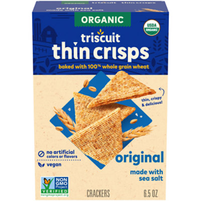 Triscuit Organic Thin Crisps Original Whole Grain Wheat Vegan Crackers - 6.5 Oz - Image 1