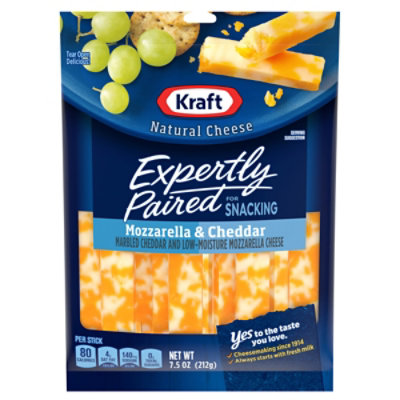 Kraft Expertly Paired Natural Cheese Sticks Mozzarella & Cheddar - 7.5 Oz