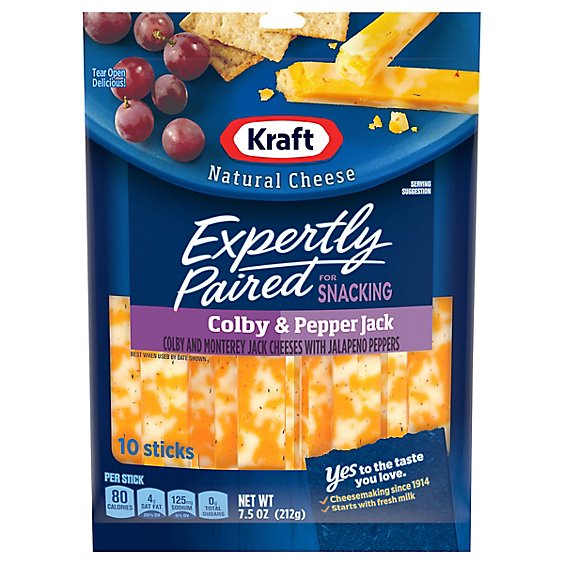 Kraft Expertly Paired Natural Cheese Sticks Colby & Pepper Jack - 7.5 Oz