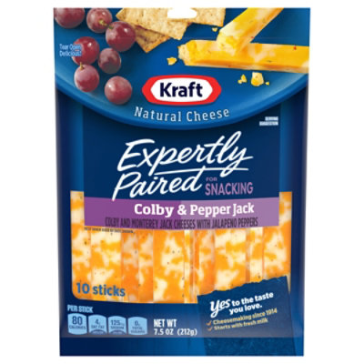 Kraft Expertly Paired Natural Cheese Sticks Colby & Pepper Jack - 7.5 Oz